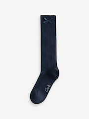 Clarks Navy Clarks Back To School Bow Knee High Socks 2 Pack - Image 3 of 5