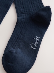 Clarks Navy Clarks Back To School Bow Knee High Socks 2 Pack - Image 5 of 5