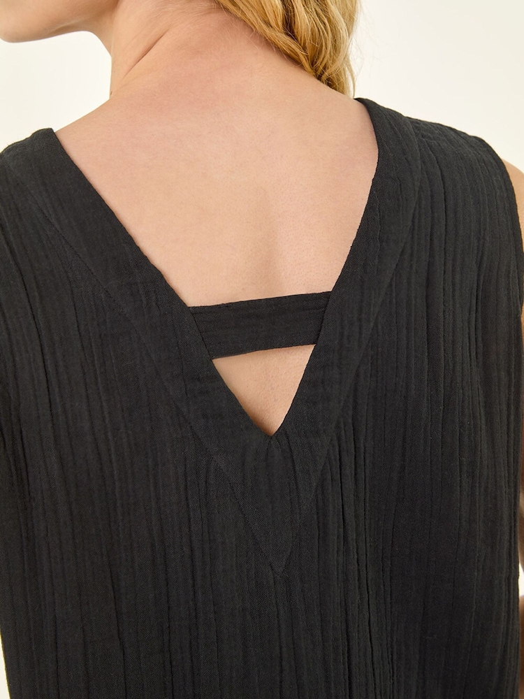 Roman Black V-Neck Button Detail Vest - Image 5 of 5