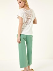 Roman White Lace Back Jersey Stretch Top - Image 3 of 5