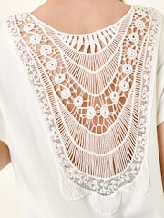 Roman White Lace Back Jersey Stretch Top - Image 5 of 5