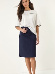 Roman Blue A-Line Pocket Stretch Skirt - Image 2 of 5