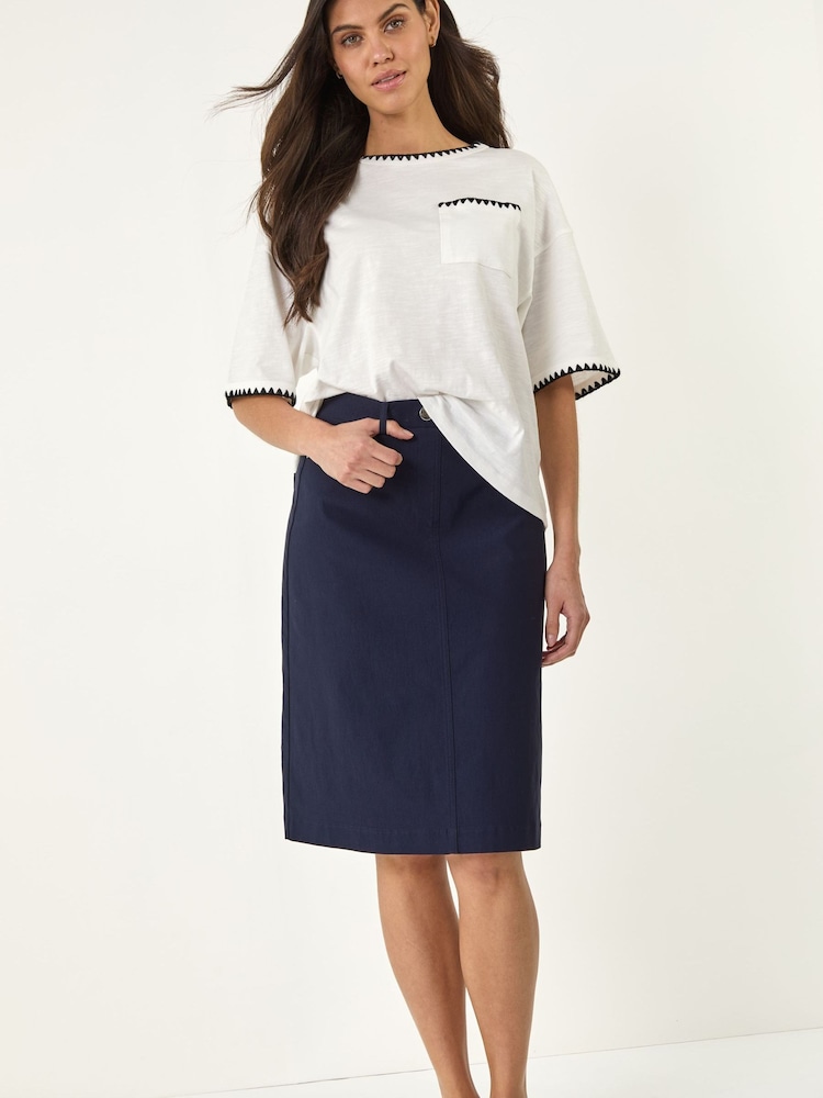 Roman Blue A-Line Pocket Stretch Skirt - Image 2 of 5