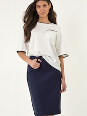 Roman Blue A-Line Pocket Stretch Skirt - Image 4 of 5