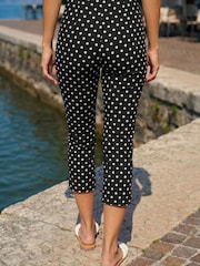 Roman Black Petite Spot Print Bengaline Crop Trousers - Image 2 of 4