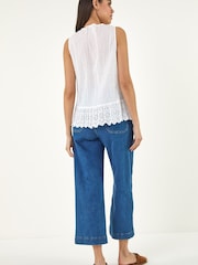 Roman White Embroidered Lace V-Neck Blouse - Image 3 of 5