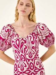 Roman Pink Abstract Print Sweetheart Midi Dress - Image 5 of 5