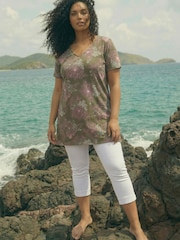 Roman Green Curve Floral Bar Back Stretch Top - Image 2 of 4