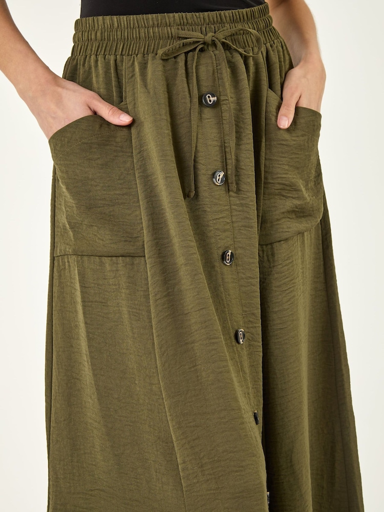 Roman Green Button Front Tie Midi Skirt - Image 5 of 5 Roman Green Button Front Tie Midi Skirt - Image 5 of 5