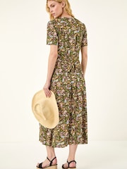 Roman Green Floral Print Button Midi Dress - Image 2 of 5