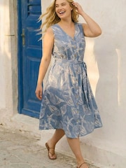 فستان بتصميم قميص بطبعة صدف مقاس كبير من Roman - Image 1 of 4