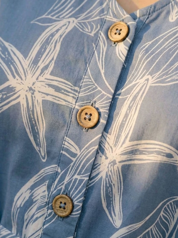 فستان بتصميم قميص بطبعة صدف مقاس كبير من Roman - Image 4 of 4