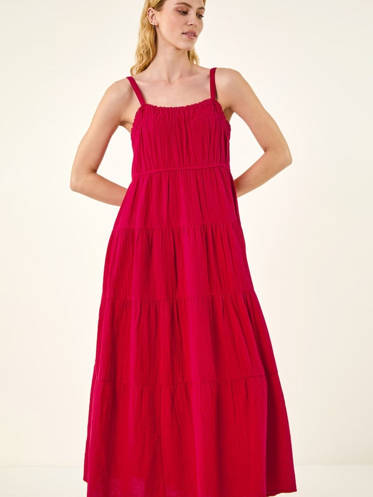 Roman Red Strappy Tiered Maxi Dress - Image 2 of 9
