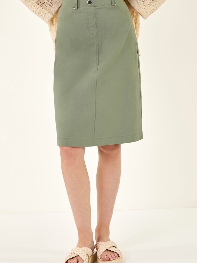 Roman Green A-Line Pocket Stretch Skirt - Image 1 of 5