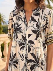 Roman White Palm Button Short Dress - Image 4 of 4