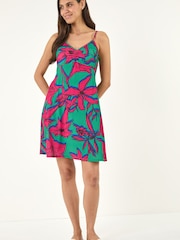 Roman Strappy Tropical Floral Mini Dress - Imagen 3 de 5