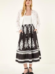 Roman Black Mono Print Maxi Skirt - Image 4 of 5