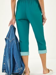 Pantalones elásticos capri con detalle en contraste de Roman - Imagen 3 de 5