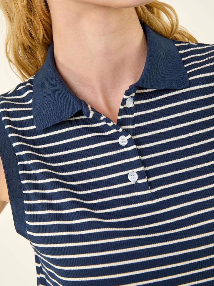 Azul - Roman Stripe Collared Mini Dress - Imagen 5 de 5