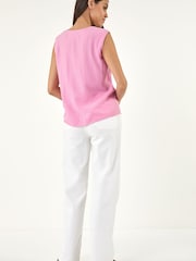 Roman Pink Crinkle Button Front Blouse - Image 3 of 5