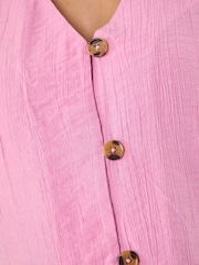 Roman Pink Crinkle Button Front Blouse - Image 5 of 5