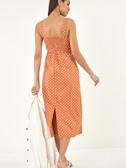 Roman Orange Polka Dot Strappy Dress - Image 3 of 5