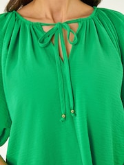 Roman Green Tie Front Raglan Sleeve Blouse - Image 5 of 5