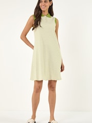 Verde - Roman Stripe Collared Mini Dress - Imagen 4 de 5