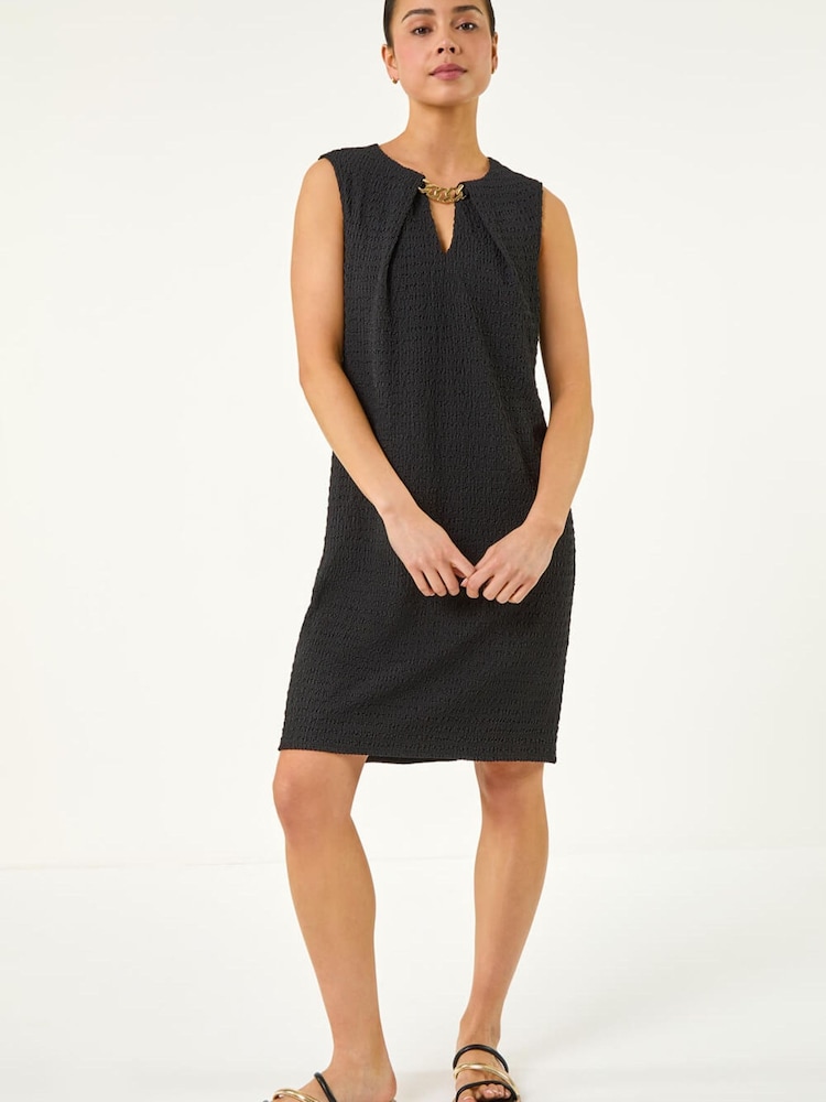 Roman Black Petite Chain Trim Dress - Image 2 of 5 Roman Black Petite Chain Trim Dress - Image 2 of 5