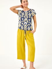 Roman Blue Petite Aztec Drawstring Hem Top - Image 3 of 5