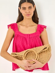 Roman Pink Textured Frill Sleeve Cami Top - Image 1 of 5