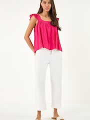 Roman Pink Textured Frill Sleeve Cami Top - Image 2 of 5
