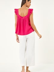 Roman Pink Textured Frill Sleeve Cami Top - Image 3 of 5