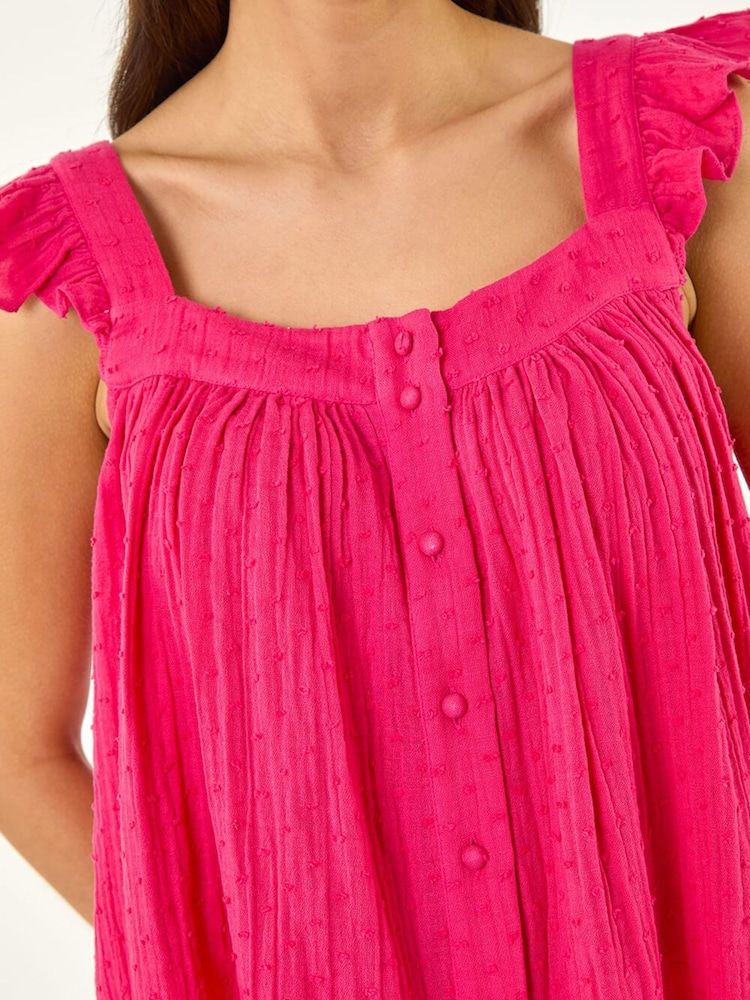 Roman Pink Textured Frill Sleeve Cami Top - Image 5 of 5 Roman Pink Textured Frill Sleeve Cami Top - Image 5 of 5