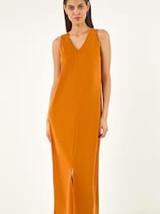 Roman Orange Soft Pique Stretch Midi Dress - Image 2 of 5