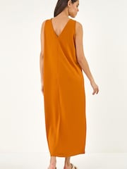 Roman Orange Soft Pique Stretch Midi Dress - Image 3 of 5