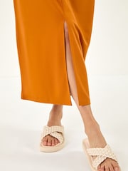 Roman Orange Soft Pique Stretch Midi Dress - Image 5 of 5