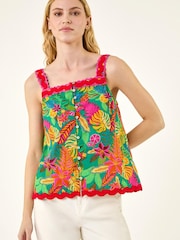 Roman Green Floral Ric Rac Cami Top - Image 4 of 5