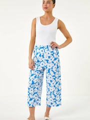 Roman Blue Petite Floral Print Cropped Trousers - Image 2 of 5