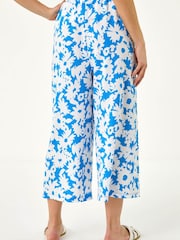 Roman Blue Petite Floral Print Cropped Trousers - Image 4 of 5