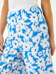 Roman Blue Petite Floral Print Cropped Trousers - Image 6 of 6
