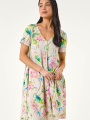 Roman Pink Petite Floral Swing Dress - Image 4 of 5