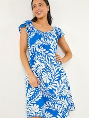 أزرق - فستان انسيابي مطبوع بكشكشة من Roman - Image 1 of 5