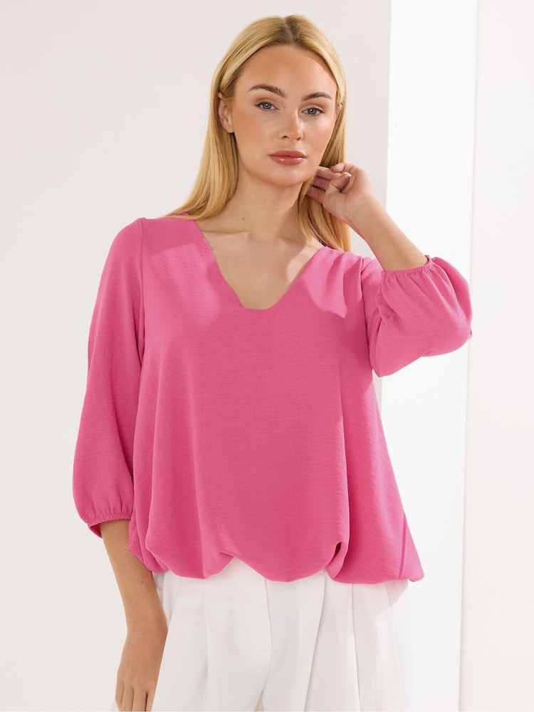 Star by Julien MacDonald Pink Bubble Hem Top - Image 1 of 5 Star by Julien MacDonald Pink Bubble Hem Top - Image 1 of 5
