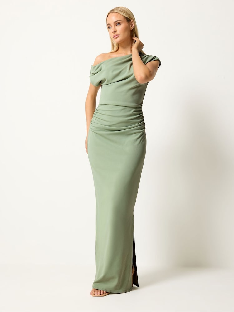 Star by Julien MacDonald Green One Shoulder Draped Maxi Dress - Image 2 of 5