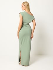 Star by Julien MacDonald Green One Shoulder Draped Maxi Dress - Image 3 of 5