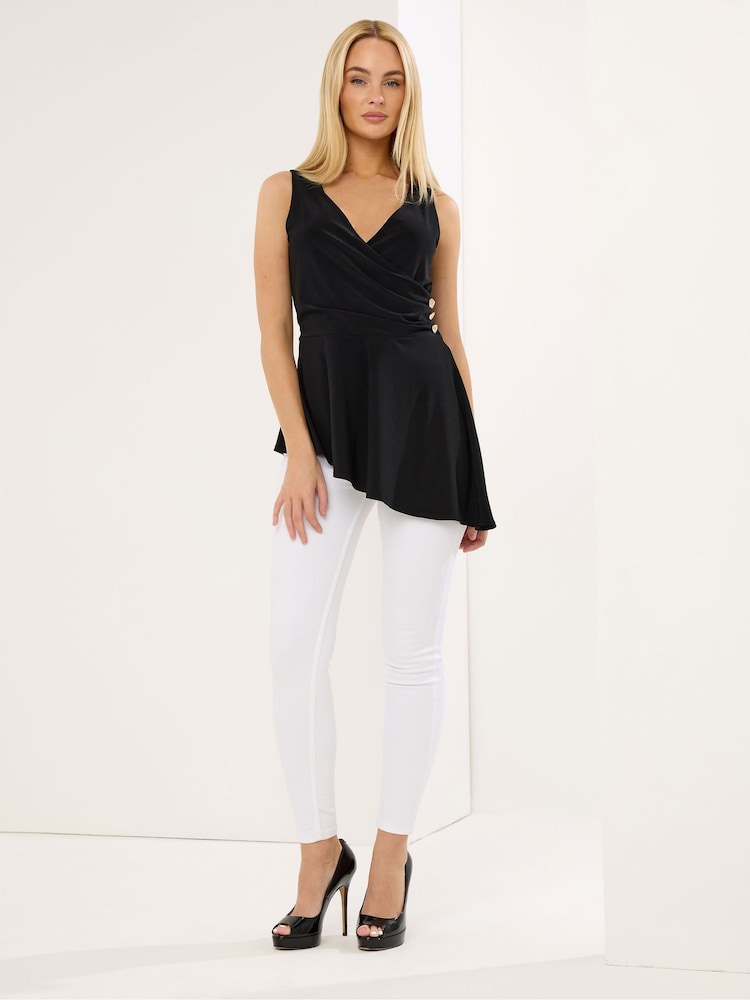 Star by Julien MacDonald Black ITY Button Detail Wrap Top - Image 2 of 5