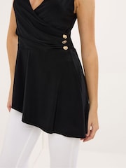 Star by Julien MacDonald Black ITY Button Detail Wrap Top - Image 4 of 5