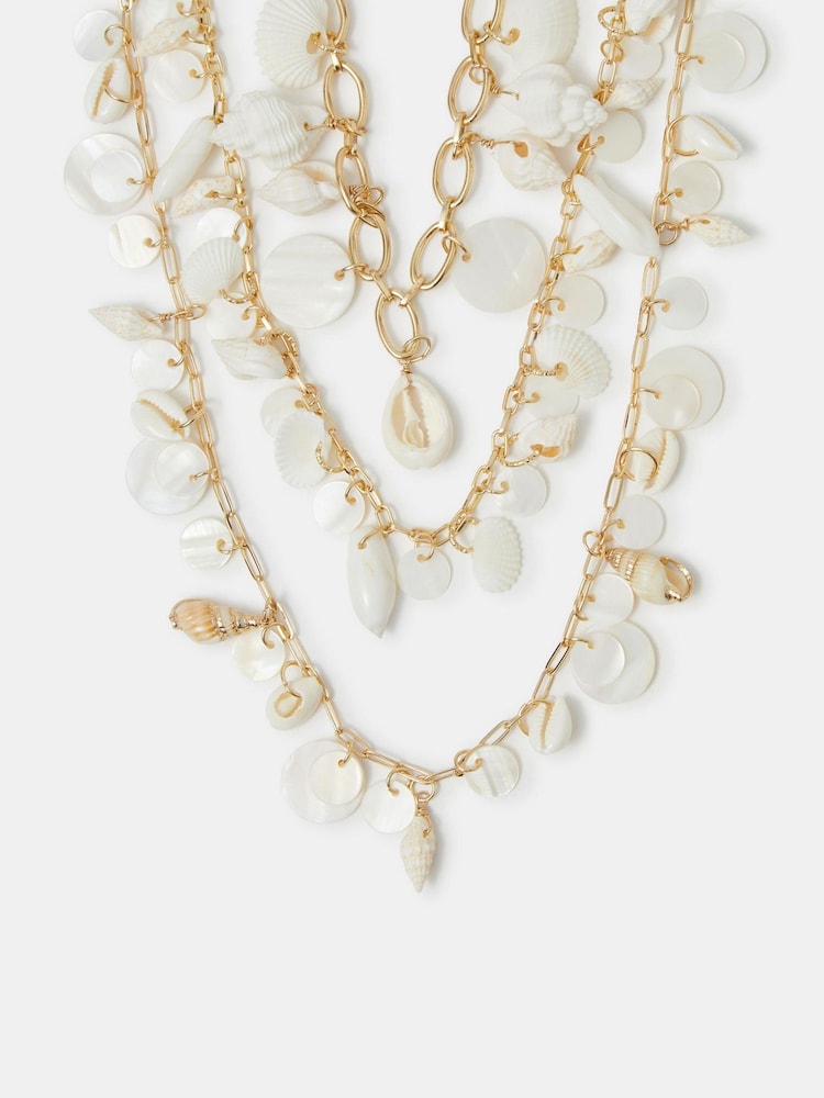 Accessorize White Statement Shell Pearl Necklaces 3 Pack - Image 2 of 2