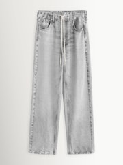 Rag & Bone Grey Miramar Terry Drawstring 31.5" Wide Leg Jeans - Image 1 of 1